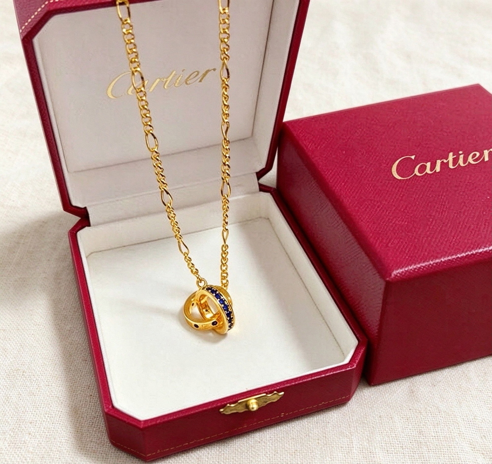Cartier Trinity Gold Interlocking Rings Pendant Necklace - Picture 1 of 5